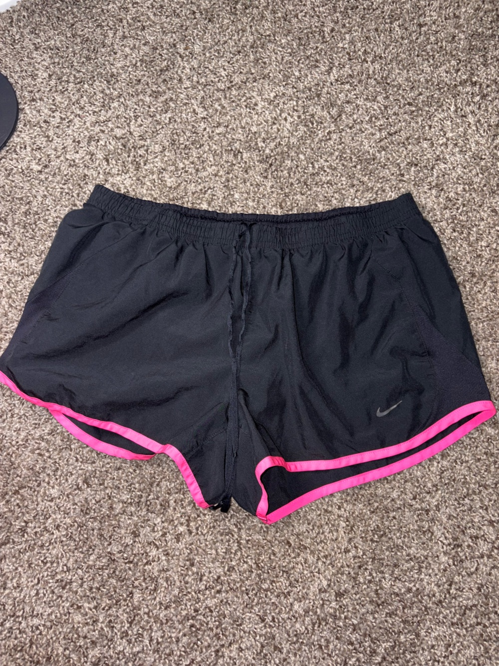 Nike Women's Black Athletic Shorts with Pink Trim
